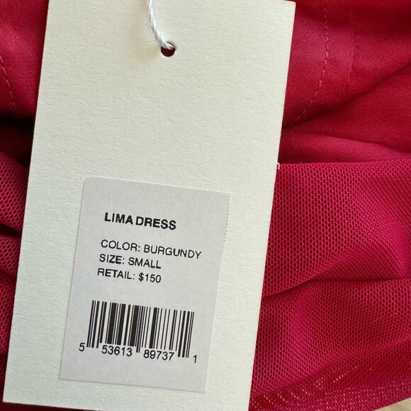 Novan Lima Dress Burgundy Ruched Cold Shoulder Small NWT - Picture 5 of 8